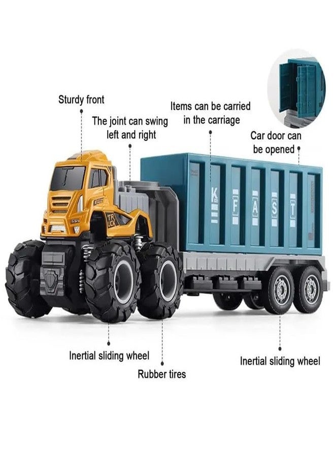 KONIGIN Play Game Kids Set of 2 Truck Toys Diecast Alloy Logistic Transportation Big Truck Toys with Friction Powered Miniature Toy for Boys and Girls (Multicolor) - Image 3